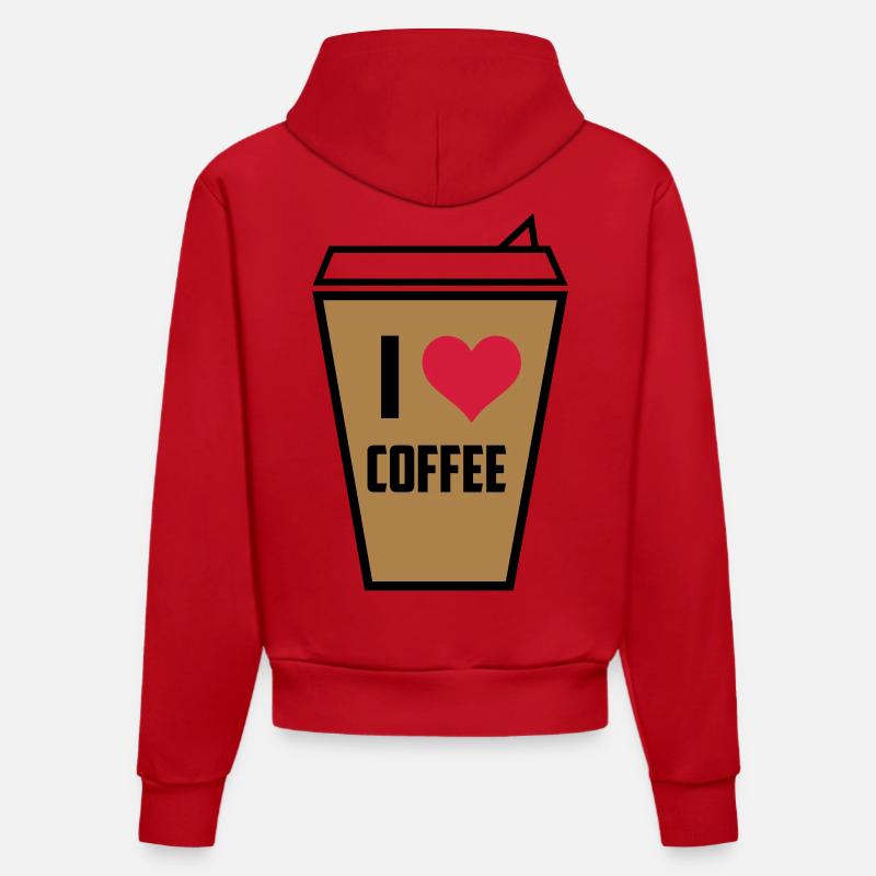 I love café 3 - Sweat à capuche bio ajusté fabriqué en UE - rouge