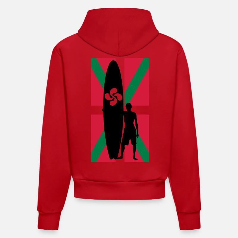 basque surfer - Sweat à capuche bio ajusté fabriqué en UE - rouge