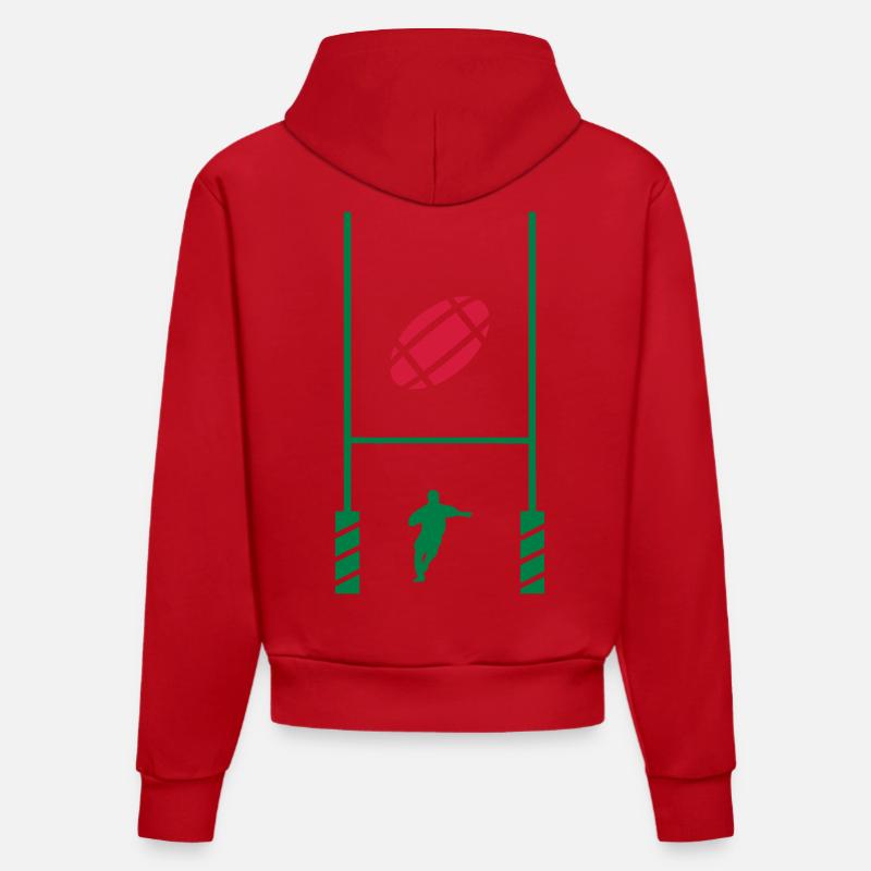 essai rugby 2 - Sweat à capuche bio ajusté fabriqué en UE - rouge