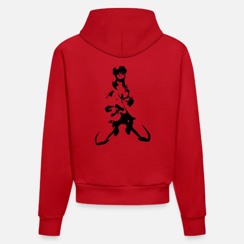 Frau mit Waffe - Sweat à capuche bio ajusté fabriqué en UE - rouge
