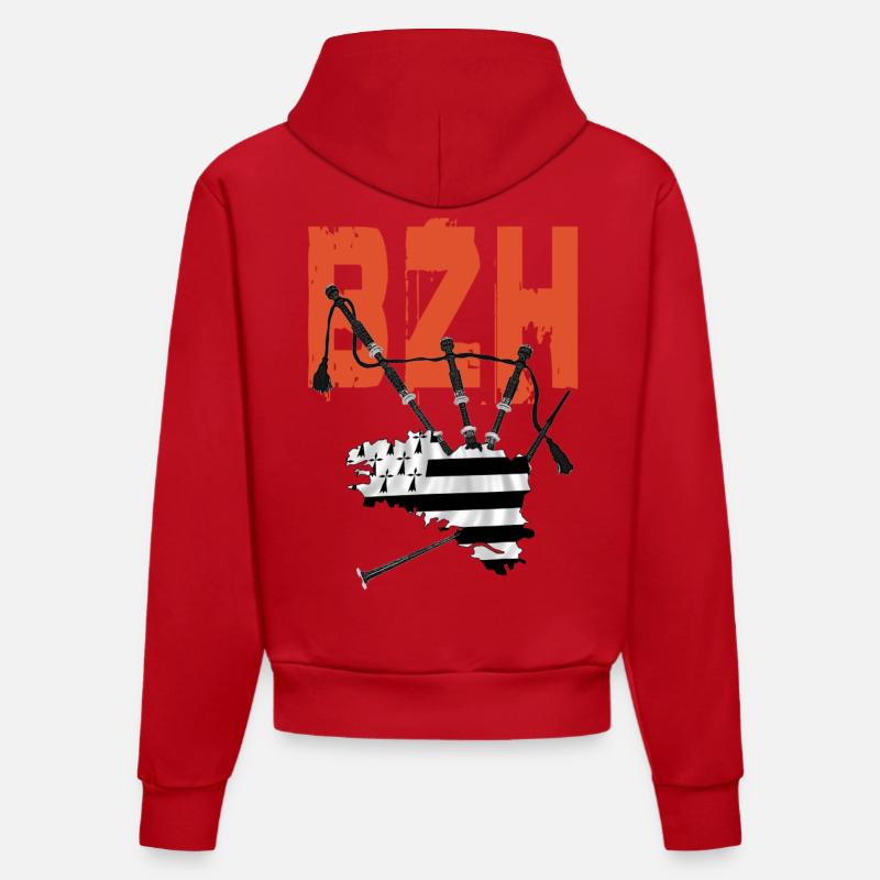 cornemuse bzh - Sweat à capuche bio ajusté fabriqué en UE - rouge