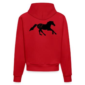 Tigerschecke  Appaloosa  Pferd Noriker Reiten - Organic Fitted Hoodie Made in EU - Rot - Hinten