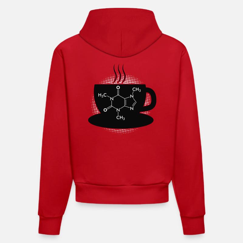 Café Caffeine Molecule - Sweat à capuche bio ajusté fabriqué en UE - rouge
