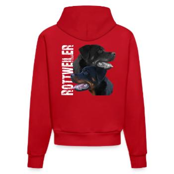 Rottweiler Wachhund Kampfhund Hundebesitzer Hunde - Organic Fitted Hoodie Made in EU - Rot - Hinten