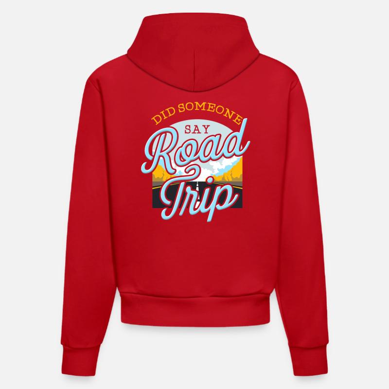 Voyage sur la route - Sweat à capuche bio ajusté fabriqué en UE - rouge