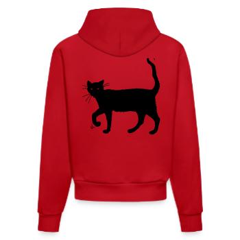 Schwarze Katze - Organic Fitted Hoodie Made in EU - Rot - Hinten