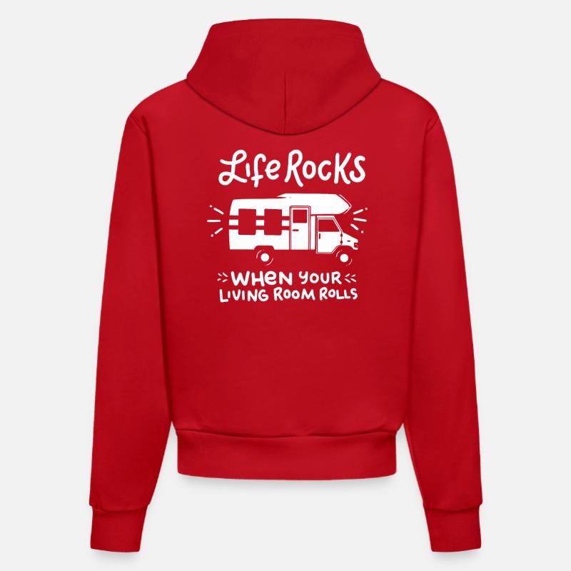 camping - Sweat à capuche bio ajusté fabriqué en UE - rouge