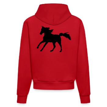 Pferd Vollblutaraber Galopp, edler Asil Araber - Organic Fitted Hoodie Made in EU - Rot - Hinten