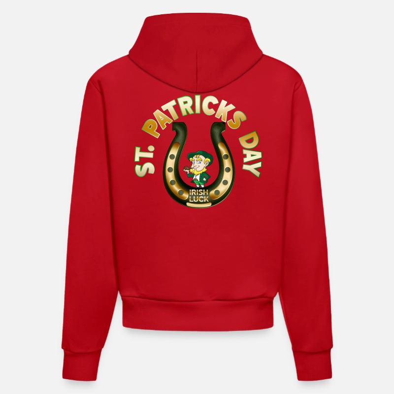 Fer à cheval Leprechaun de la Saint-Patrick - Sweat à capuche bio ajusté fabriqué en UE - rouge