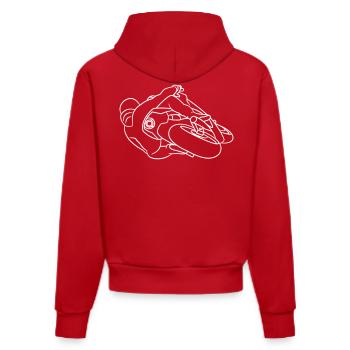 Motorbike Racer Hanging Off - from behind, bright - Organic Fitted Hoodie Made in EU - red - Back