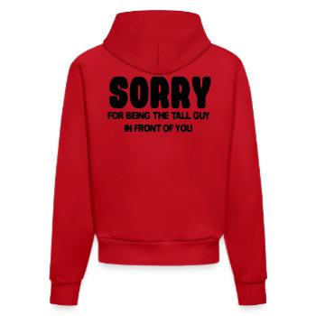 Sorry this tall guy is standing in front of you # - Organic Fitted Hoodie Made in EU - red - Back
