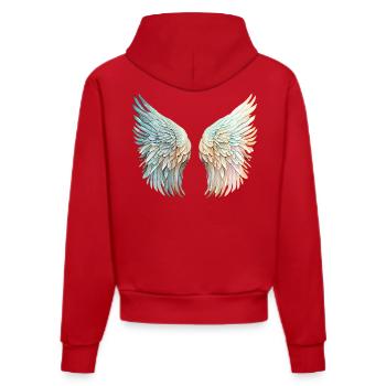 Mirrored pastel angel wings - Organic Fitted Hoodie Made in EU - red - Back