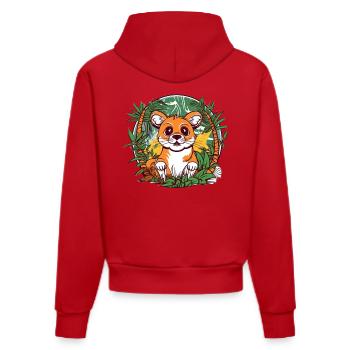 Mignon chaton de la jungle illustration - Sweat à capuche bio ajusté fabriqué en UE - rouge - Dos