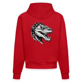 Drachenkopf Illustration schwarz Weiß - Organic Fitted Hoodie Made in EU - Rot - Hinten