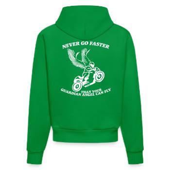 Never go faster than your guardian angel can fly - Organic Fitted Hoodie Made in EU - City Green - Back