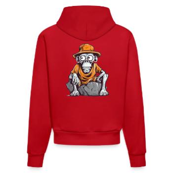 Skull Affe mit Hut und T-Shirt - Organic Fitted Hoodie Made in EU - Rot - Hinten