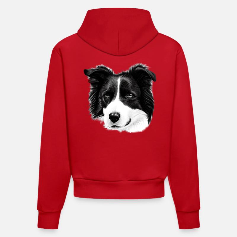 Border Collie Irlandais - Sweat à capuche bio ajusté fabriqué en UE - rouge