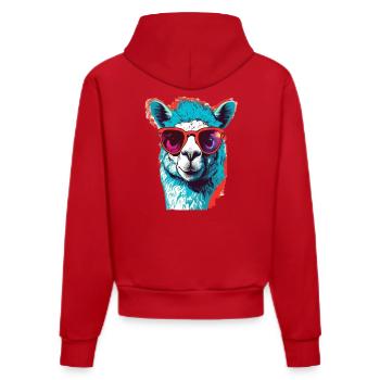 Lustige Llama mit Sonnenbrille - Organic Fitted Hoodie Made in EU - Rot - Hinten