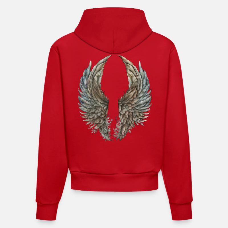 Ailes d'aquarelle pastel - Sweat à capuche bio ajusté fabriqué en UE - rouge