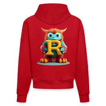 Bunter Monster mit Buchstabe R - Organic Fitted Hoodie Made in EU - Rot - Hinten