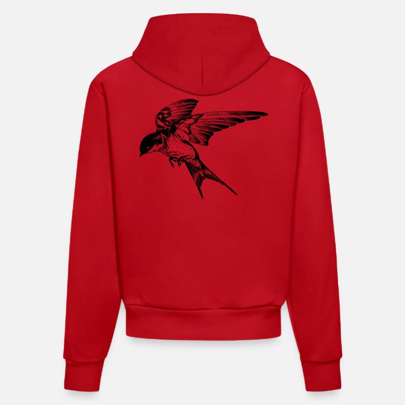 Nœud papillon à la mode: L’hirondelle - Sweat à capuche bio ajusté fabriqué en UE - rouge