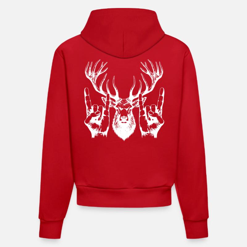 tête en métal fourche signe Cool - Sweat à capuche bio ajusté fabriqué en UE - rouge