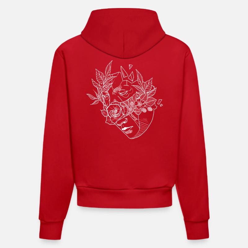 Masque de fleur 2 - Sweat à capuche bio ajusté fabriqué en UE - rouge