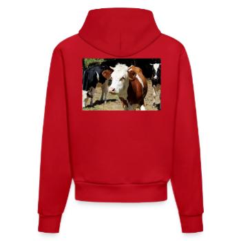 Affiche de vache - Sweat à capuche bio ajusté fabriqué en UE - rouge - Dos