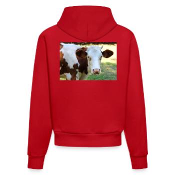 Affiche de vache - Sweat à capuche bio ajusté fabriqué en UE - rouge - Dos
