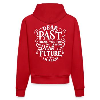 dear past thank you for the lessons dear future - Organic Fitted Hoodie Made in EU - Rot - Hinten