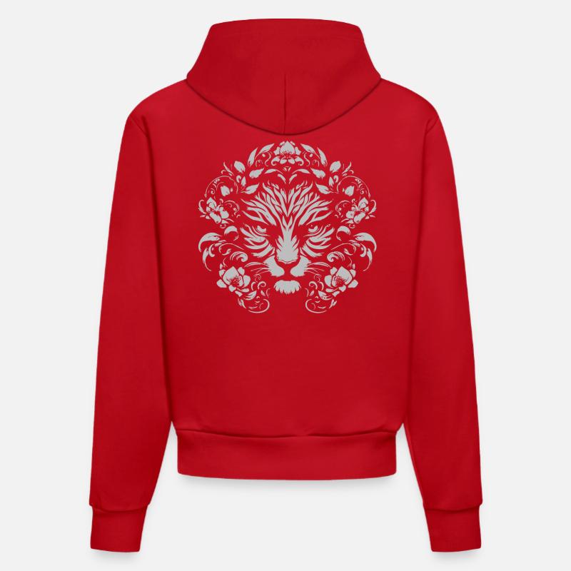 Ornement de visage d’arbre - Sweat à capuche bio ajusté fabriqué en UE - rouge