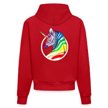 Regenbogen Einhorn Zebra - Organic Fitted Hoodie Made in EU - Rot - Hinten
