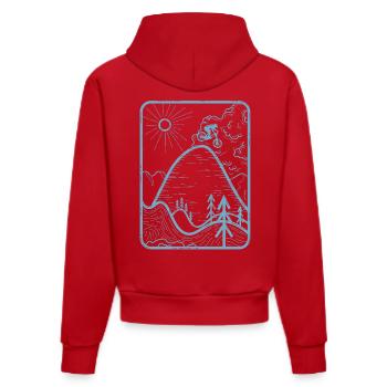 Lever de soleil sur les sommets des montagnes T-Shirt Design - Sweat à capuche bio ajusté fabriqué en UE - rouge - Dos