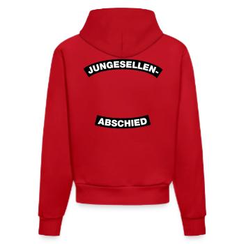 Junggesellenabschied Rahmen (JGA MC-Rocker-Design) - Organic Fitted Hoodie Made in EU - Rot - Hinten