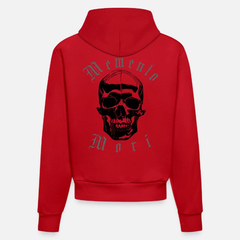 Crâne Memento Mori - Sweat à capuche bio ajusté fabriqué en UE - rouge