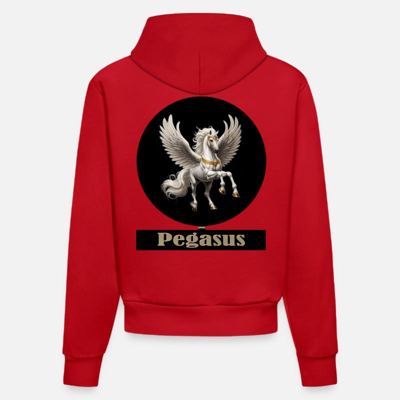 Pégase Cheval Ailé Majesté - Sweat à capuche bio ajusté fabriqué en UE - rouge