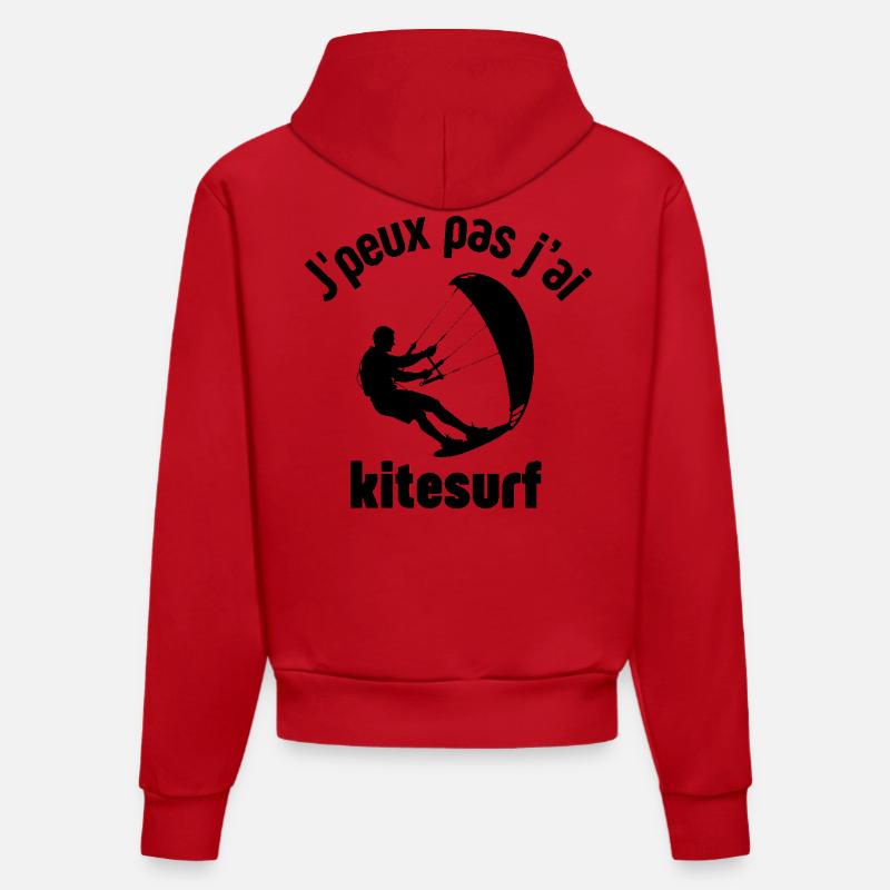 Kitesurf, kiteboarding, fan de kitesurf - Sweat à capuche bio ajusté fabriqué en UE - rouge