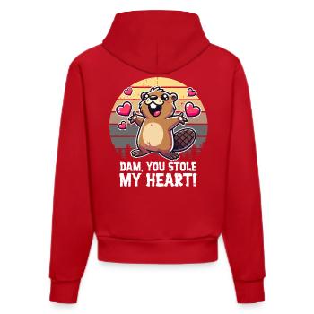 Damm, du hast mein Herz gestohlen – Lustiger Biber - Organic Fitted Hoodie Made in EU - Rot - Hinten
