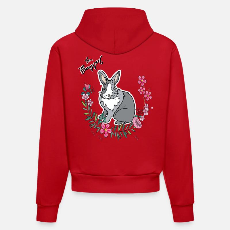 Be Happy Easter - Sweat à capuche bio ajusté fabriqué en UE - rouge