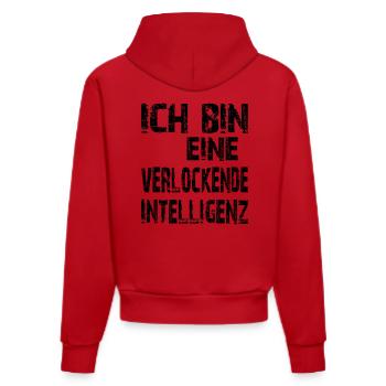 KI Spruch Ich bin eine verlockende Intelligenz - Organic Fitted Hoodie Made in EU - Rot - Hinten