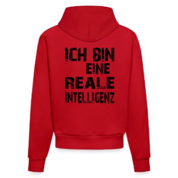 KI Spruch Ich bin eine reale Intelligenz - Organic Fitted Hoodie Made in EU - Rot - Hinten