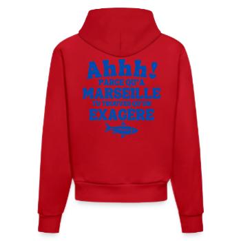 Marseille, je suis Marseillais, Marseillais, 13 - Sweat à capuche bio ajusté fabriqué en UE - rouge - Dos