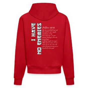 I Have No Enemies - Japanese Style Faith Design - Organic Fitted Hoodie Made in EU - red - Back