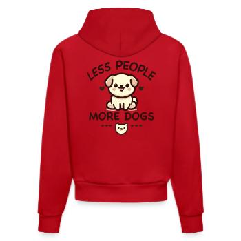 Cadeau humour Moins de gens plus de chiens - Sweat à capuche bio ajusté fabriqué en UE - rouge - Dos
