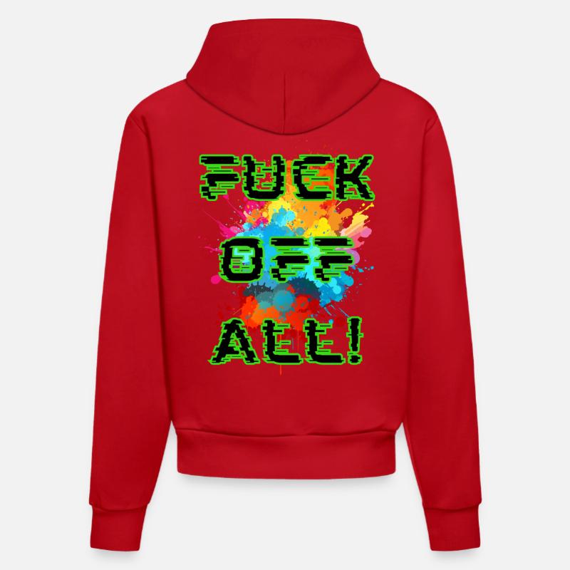 Explosion de couleurs punk - Sweat à capuche bio ajusté fabriqué en UE - rouge