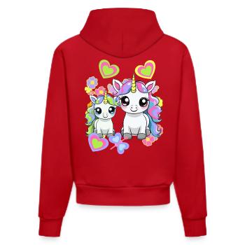 Licorne Licornes Cheval Chevaux Enfants - Sweat à capuche bio ajusté fabriqué en UE - rouge - Dos
