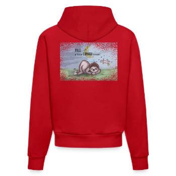 Fill is having a littl LUNCH break - Organic Fitted Hoodie Made in EU - Rot - Hinten