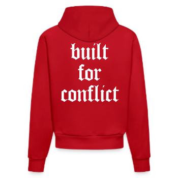 Built for Conflict - Bodybuilding & Gym - Organic Fitted Hoodie Made in EU - Rot - Hinten
