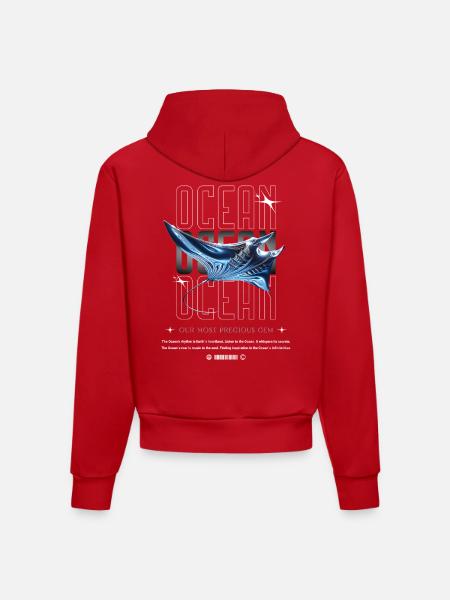 Ocean Manta Precious Treasure - Organic Fitted Hoodie Made in EU - red
