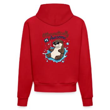 Ottermäßig cool – Lustiger Otter - Organic Fitted Hoodie Made in EU - Rot - Hinten